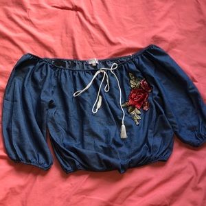 Off the shoulder rose shirt